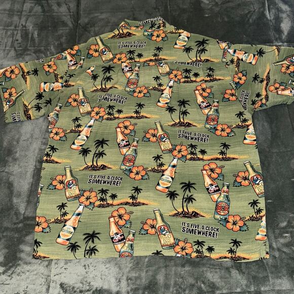 Big Dogs Hawaiian Five O'Clock Shirt Men's Large Green Tropical Floral Button-Up - Picture 2 of 7